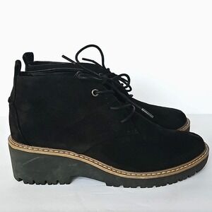 Women's Chunky Boots Lace Up Black Faux Suede White Mountain Platform 1859
